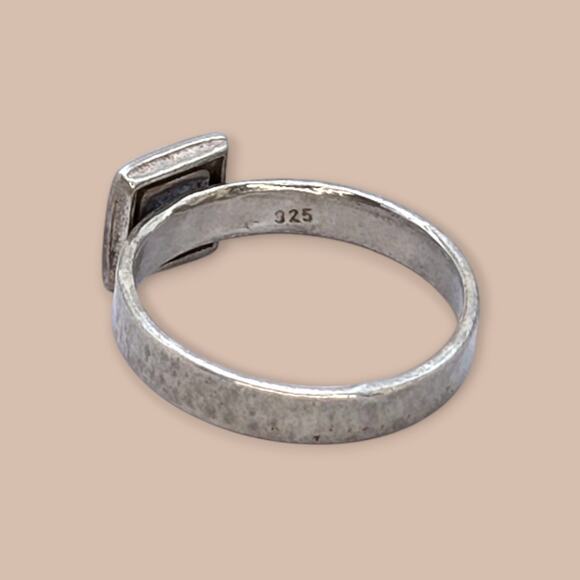 Garnet Gemstone Sterling Silver 925 Modernist Square Bezel Ring – Size 9 - Picture 5 of 9
